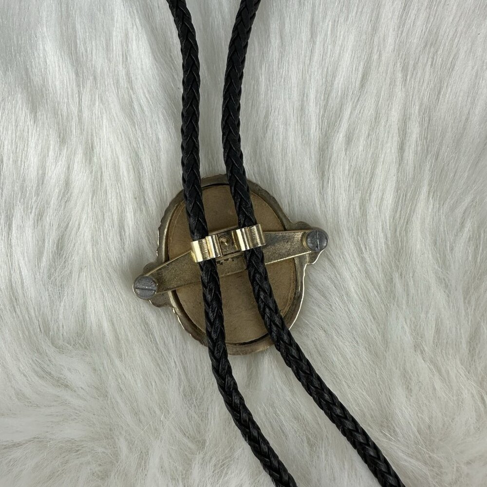 Tiger's Eye Stone Mens Bolo Tie Cowboy Vintage Alloy Waxed Rope Wedding - Picture 4 of 4